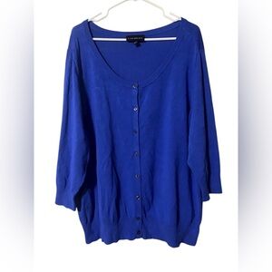 Lane Bryant Button Up Cardigan  Women’s 26/28 Blue 3/4 Sleeve Preppy Carreer